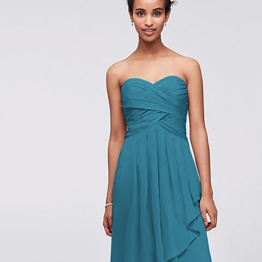 Short Crinkle Chiffon Dress with Front Cascade